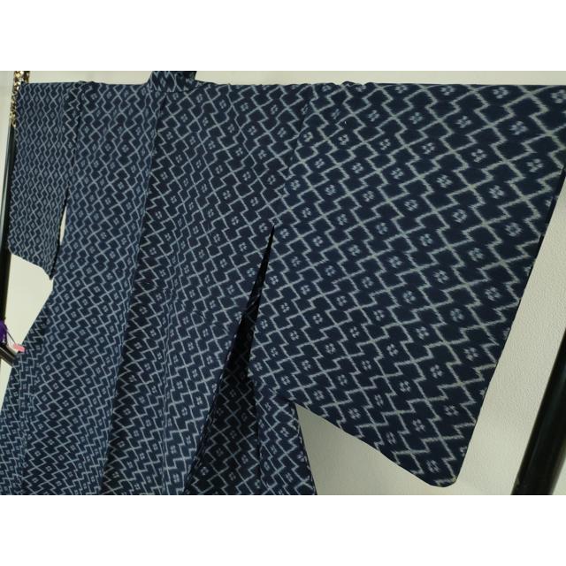 平和屋本店■極上　弓浜絣　単衣　松皮菱　綿　証紙付き　逸品　DZAA4972kh5 平和屋本店□極上 弓浜絣 単衣 松皮菱 綿 証紙付き 逸品 DZAA4972kh5