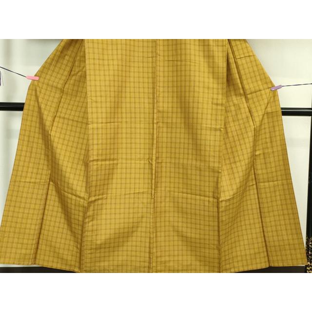 平和屋本店□極上 本場黄八丈 まるまなこ 綾織 紬 単衣 格子 逸品