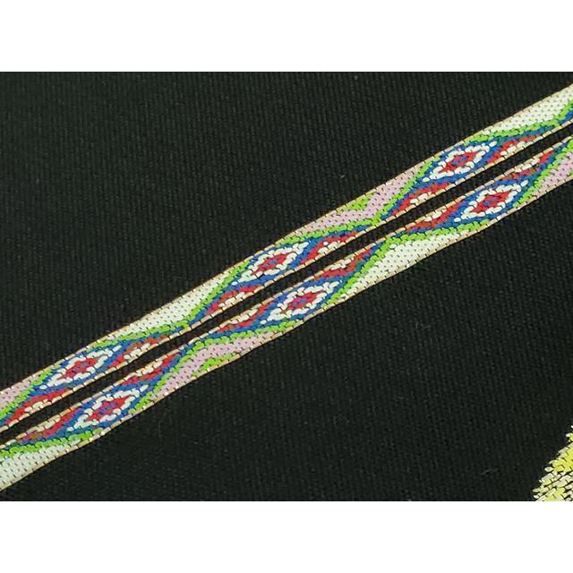 平和屋本店□最高級 龍村平蔵製 本袋帯 追粉菊錦 黒地 金糸 金糸 逸品