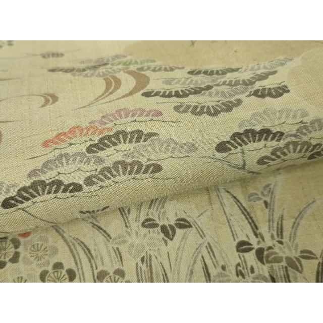 平和屋本店■極上　染織の名門　しょうざん  生紬　単衣　風景花文　逸品　DZAA5747kh5 平和屋本店□極上 染織の名門 しょうざん 生紬 単衣 風景花文 逸品