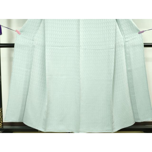 平和屋本店□極上 博多織 お召 単衣 切子柄 白藍色地 逸品
