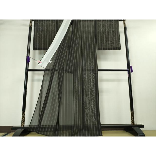 平和屋本店□希少 夏物 本場黄八丈 黒八丈 夏黄八 紗紬 間道 逸品 未
