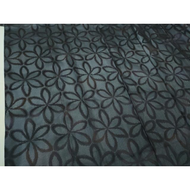 平和屋本店□極上 道中着 ロング丈 紗袷 花繋ぎ 黒地 逸品 DZAA5919kh5