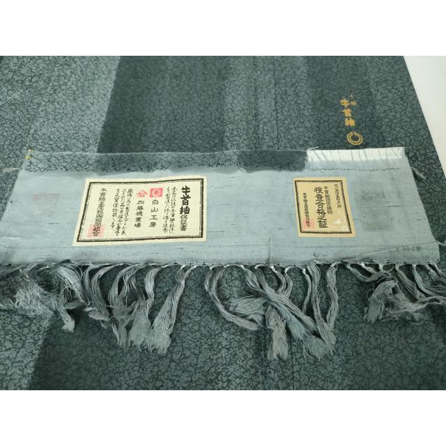 平和屋本店■極上　石川県指定無形文化財　牛首紬　白山工房　手織り　訪問着　杢目しぼり　縞　証紙付き　逸品　DZAA6162kh5 平和屋本店□極上 石川県指定無形文化財 牛首紬 白山工房 手織り 訪問