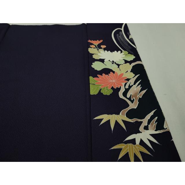 平和屋本店■極上　創業460年・千總　振袖　駒刺繍　立波花松文　鉄紺色地　金彩　松坂屋扱い　逸品　DZAA6222kh5