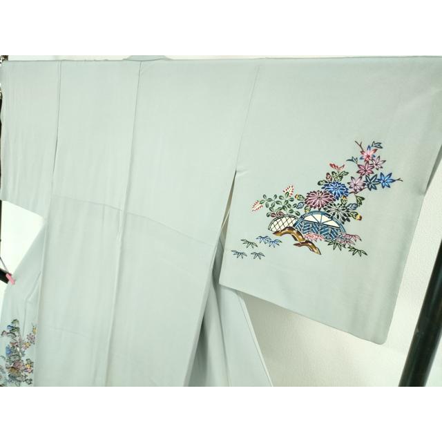 平和屋本店□極上 訪問着 本場琉球紅型 風景花文 秘色色地 高島屋扱い