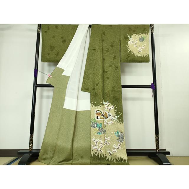 平和屋本店■極上　人間国宝　羽田登喜男　TOKIOetTOKI　訪問着　鴛鴦梅松文　たたき染め　逸品　DZAA6247kh5 平和屋本店□極上 人間国宝 羽田登喜男 TOKIOetTOKI 訪問着 鴛鴦梅松文