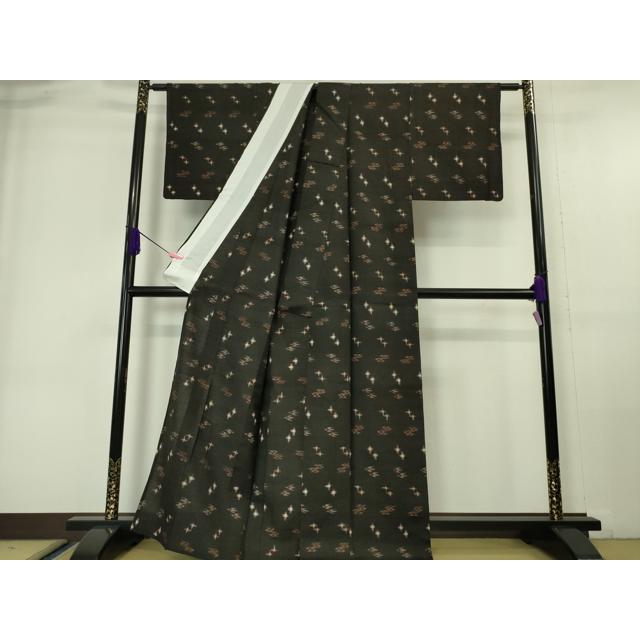平和屋本店■極上　国指定重要無形文化財　本場久米島紬　手織　単衣　逸品　DZAA6384kh5_1