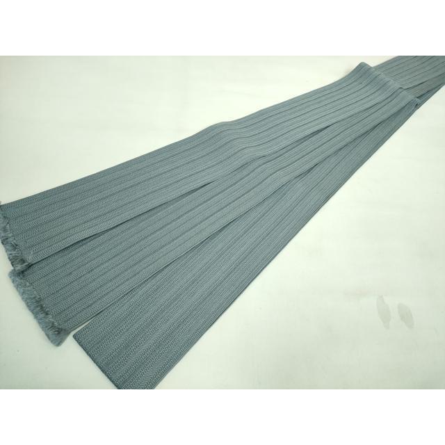 平和屋本店□極上 男性 本場筑前博多織 角帯 港鼠色地 箱付き