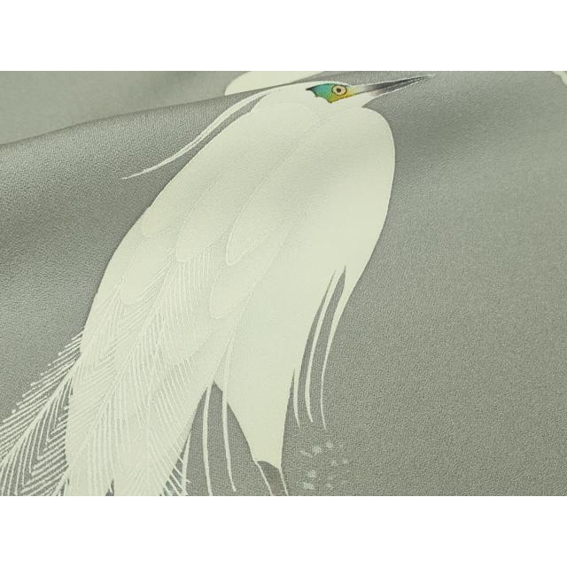 平和屋着物□極上 東京友禅 菅有鬼一 訪問着 白鷺 灰青色