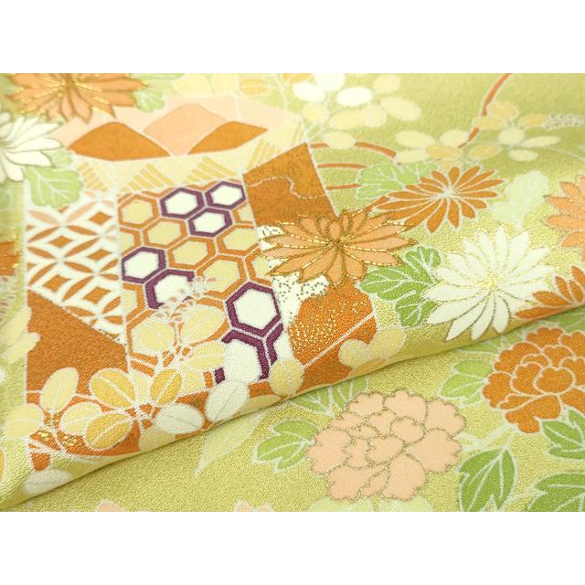 平和屋本店□極上 創業460年・千總 訪問着 駒刺繍 貝桶檜扇花松文 淡 