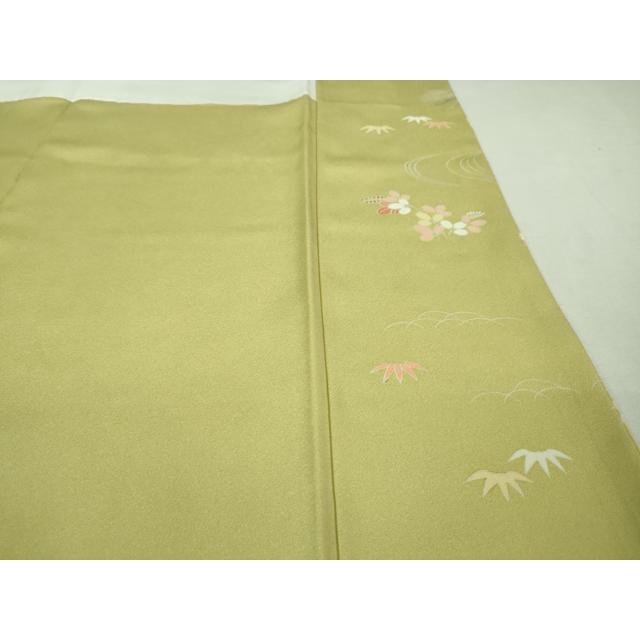 平和屋本店□極上 創業460年・千總 訪問着 駒刺繍 貝桶檜扇花松文 淡 