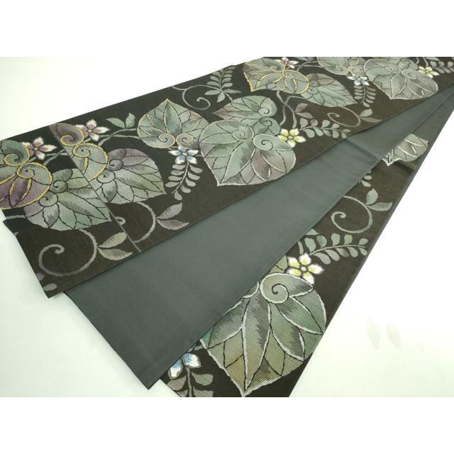 平和屋着物■極上　西陣織　天平初年創始の京の老舗　洛陽織物　六通柄袋帯　唐織　極光箔　葵　憲法黒茶色地　逸品　DZAA7790kh5 平和屋着物□極上 西陣織 天平初年創始の京の老舗 洛陽織物