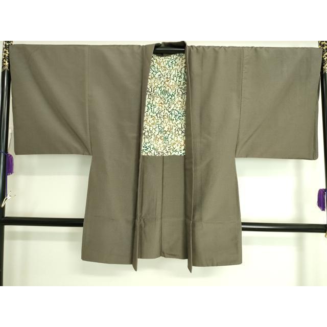 平和屋着物□極上 男性 お召 アンサンブル 長羽織 網代織 格子 江戸鼠色 