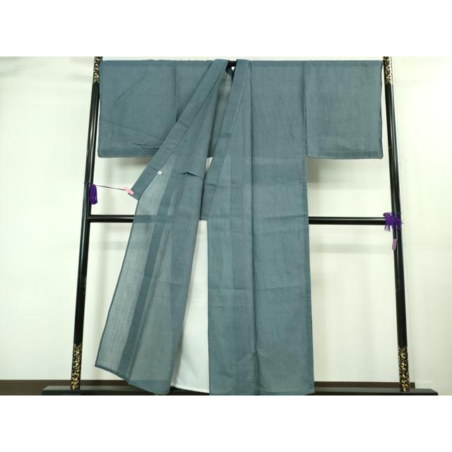 平和屋着物□極上 男性 夏物 本場小千谷ちぢみ 麻 色無地 薄花色 証紙