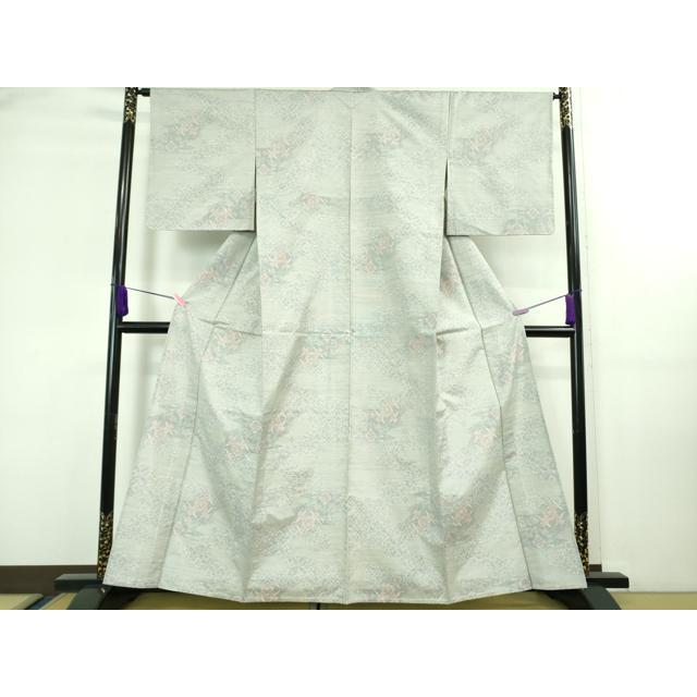 平和屋着物●極上　本場大島紬　白大島　7マルキ　草花文　逸品　未使用　DZAB2131kh6 平和屋着物○本場大島紬 白大島 9マルキ 流水草花文 正絹 逸品 未使用
