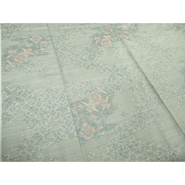 平和屋着物●極上　本場大島紬　白大島　7マルキ　草花文　逸品　未使用　DZAB2131kh6 平和屋着物○本場大島紬 白大島 9マルキ 流水草花文 正絹 逸品 未使用