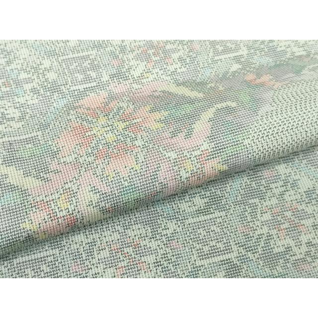 平和屋着物▽本場大島紬　白大島　単衣　草花文　正絹　逸品　AABF0962jh 平和屋着物□極上 本場大島紬 白大島 単衣 総絣 道長花文 逸品 未使用