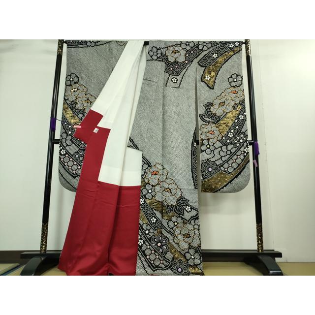 総絞り振袖 、長襦袢2点セット 平和屋本店□極上 振袖・長襦袢(無双仕立て・半衿刺繍)・袋帯セット 総