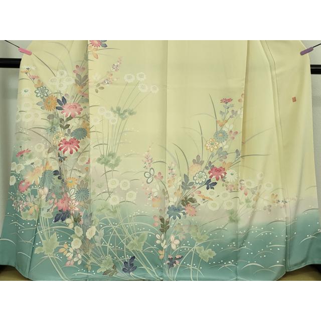 平和屋本店□極上 本加賀友禅作家 茶谷孝志 訪問着 枝花文 暈し染め 砥