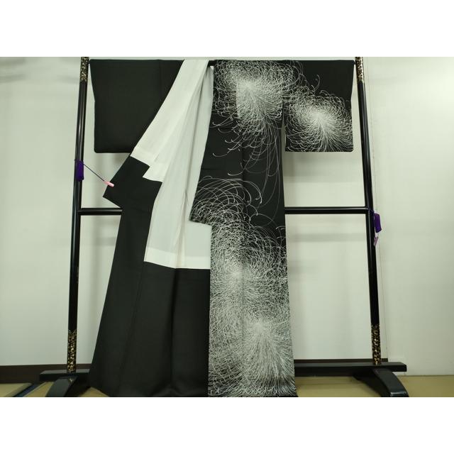平和屋本店■極上　伊沢正男　訪問着　手描き　乱菊　黒地　逸品　DZAA8330kh5 平和屋本店□極上 伊沢正男 訪問着 手描き 乱菊 黒地 逸品 DZAA8330kh5