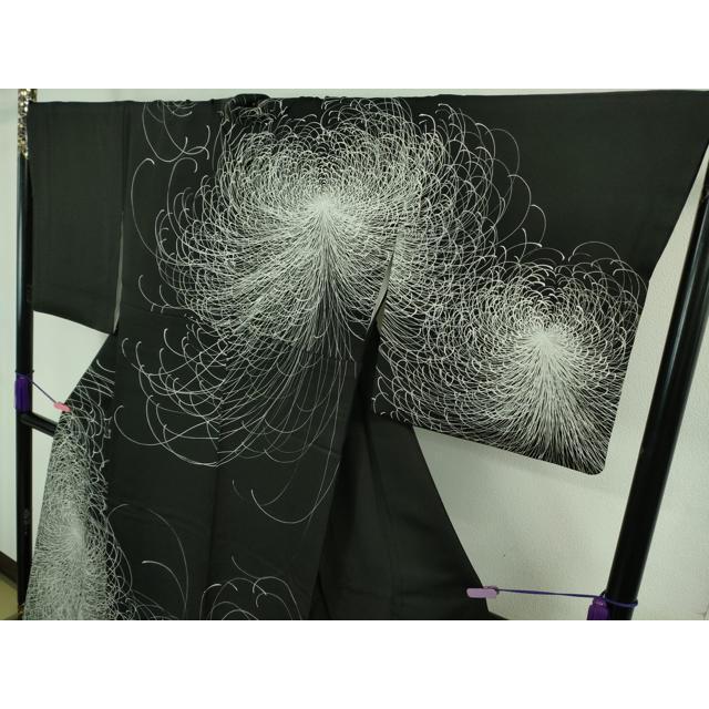 平和屋本店■極上　伊沢正男　訪問着　手描き　乱菊　黒地　逸品　DZAA8330kh5 平和屋本店□極上 伊沢正男 訪問着 手描き 乱菊 黒地 逸品 DZAA8330kh5
