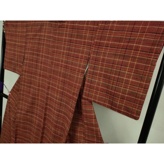 平和屋本店■極上　郡上紬　草木染　格子　反端付き　逸品　未使用　DZAA8676kh5 平和屋本店□極上 郡上紬 草木染 格子 反端付き 逸品 未使用
