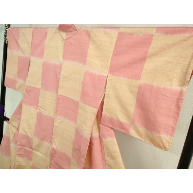 平和屋本店●極上　男性　紅花紬　米沢　新田英行　真綿手引紬　色無地　藍色　証紙付き　逸品　DZAB2274kh6 平和屋本店□極上 紅花紬 米沢 新田秀次 紅花染 市松文様 ロング丈