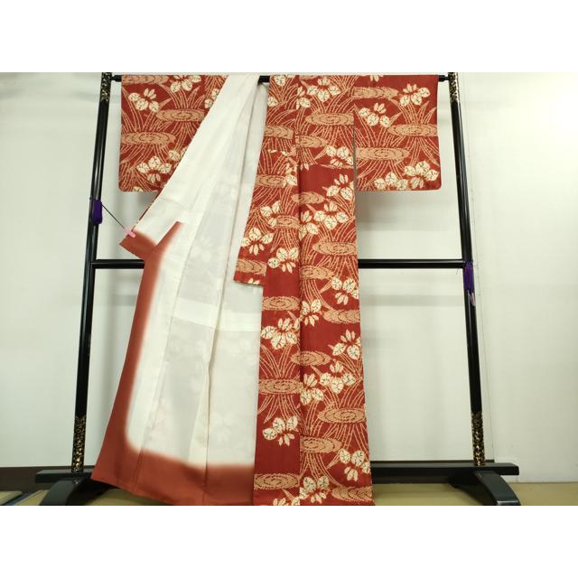 平和屋本店■極上　岩手の匠　草紫堂　南部絞り　茜染　紬　杜若　正絹　逸品　DZAA8681kh5 平和屋本店□極上 岩手の匠 草紫堂 南部絞り 茜染 紬 杜若 正絹 逸品
