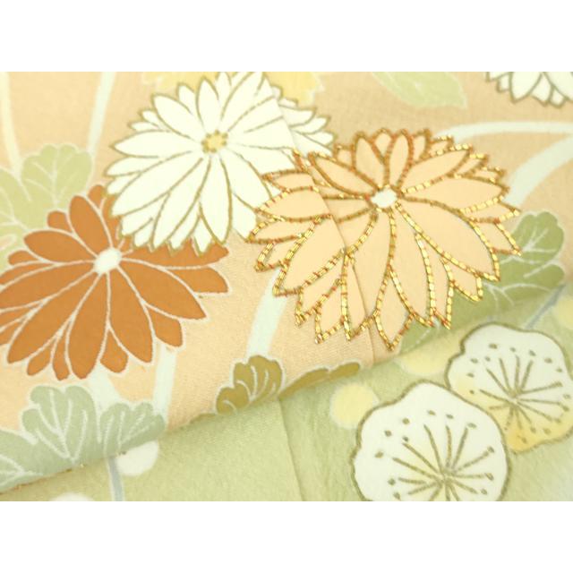 平和屋本店○極上 創業460年・千總 訪問着 駒刺繍 吉祥花文 裏葉柳色地