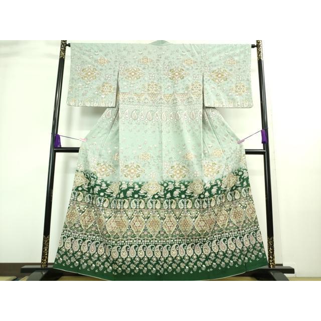 平和屋着物●豪華振袖　中国三大刺繍　汕頭刺繍　スワトウ刺繍　色無地　雪輪花鳥文　葡萄色　正絹　逸品　AABH4273ck 平和屋着物○豪華振袖 中国三大刺繍 汕頭刺繍 スワトウ刺繍 色無地