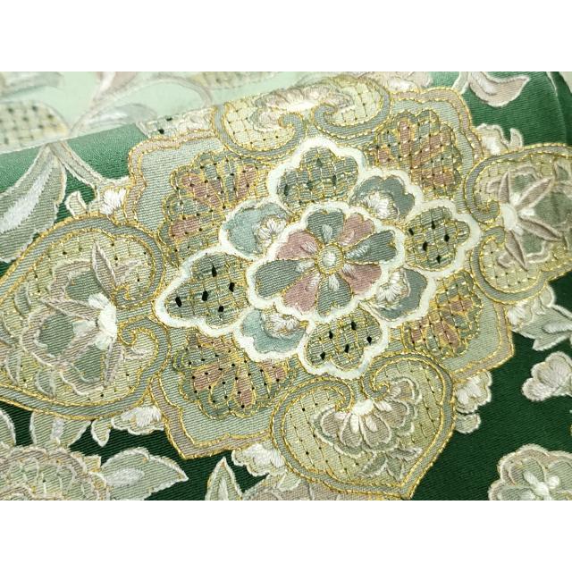 平和屋着物●中国三大刺繍　スワトウ刺繍　汕頭刺繍　総刺繍　太鼓柄袋帯　幾何学文様　正絹　逸品　DABB7733op 平和屋本店□極上 中国三大刺繍 スワトウ刺繍 汕頭刺繍 総刺繍 訪問着