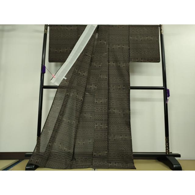 平和屋着物■極上　夏物　結城紬　夏結城　100亀甲　名物裂　横段文　逸品　DZAA9124kh5 平和屋着物□極上 夏物 結城紬 夏結城 100亀甲 名物裂 横段文 逸品