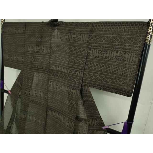 平和屋着物■極上　夏物　結城紬　夏結城　100亀甲　名物裂　横段文　逸品　DZAA9124kh5 平和屋着物□極上 夏物 結城紬 夏結城 100亀甲 名物裂 横段文 逸品