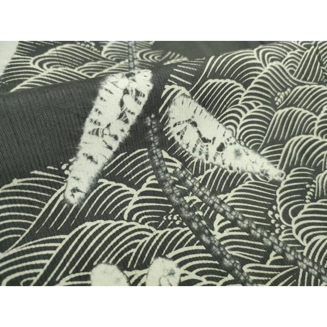 平和屋着物□極上 訪問着 紬地 絞り染め 手描き 枝垂れ柳 松花文 逸品