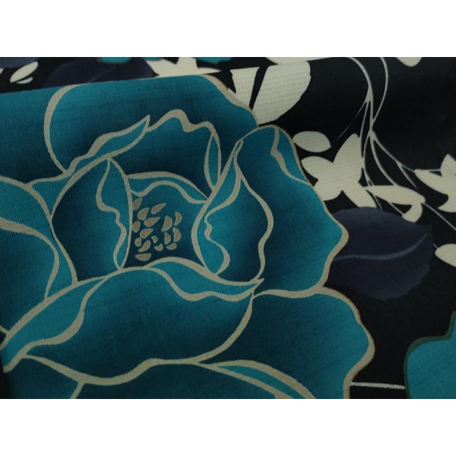 平和屋着物■極上　夏物　撫松庵　セオアルファ　小紋・浴衣兼用　紅梅織　薔薇　バラ　濃紺地　逸品　DZAA9413kh5 平和屋着物□極上 夏物 撫松庵 セオアルファ 小紋・浴衣兼用 紅梅織