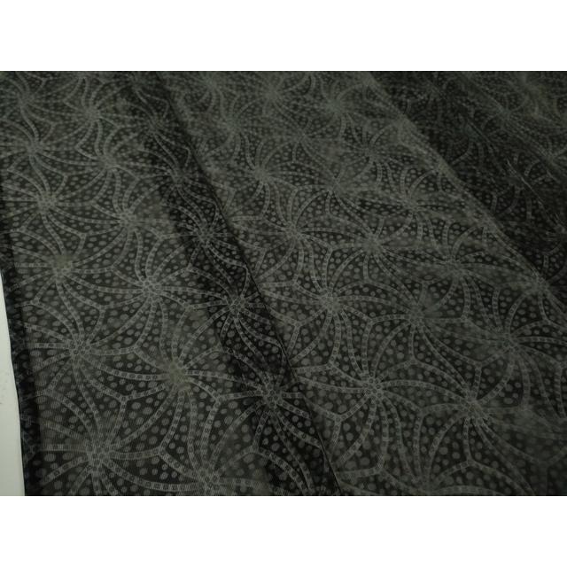 平和屋着物□極上 小紋 無双 紗袷 紗×紗 麻の葉文 黒地 逸品