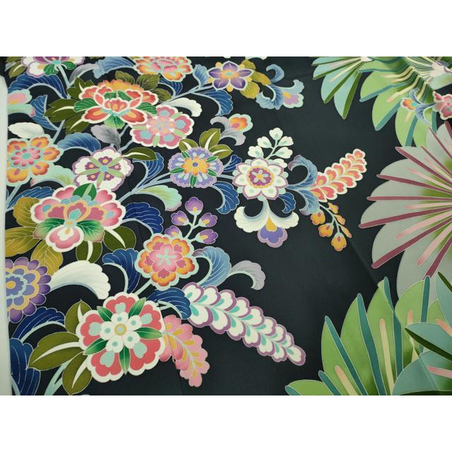 平和屋本店■極上　振袖　友禅　作家物・泰和　松花文　藍鉄色地　逸品　DZAA9893kh5