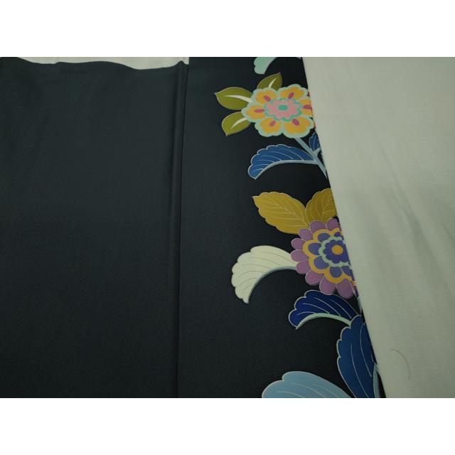 平和屋本店■極上　振袖　友禅　作家物・泰和　松花文　藍鉄色地　逸品　DZAA9893kh5