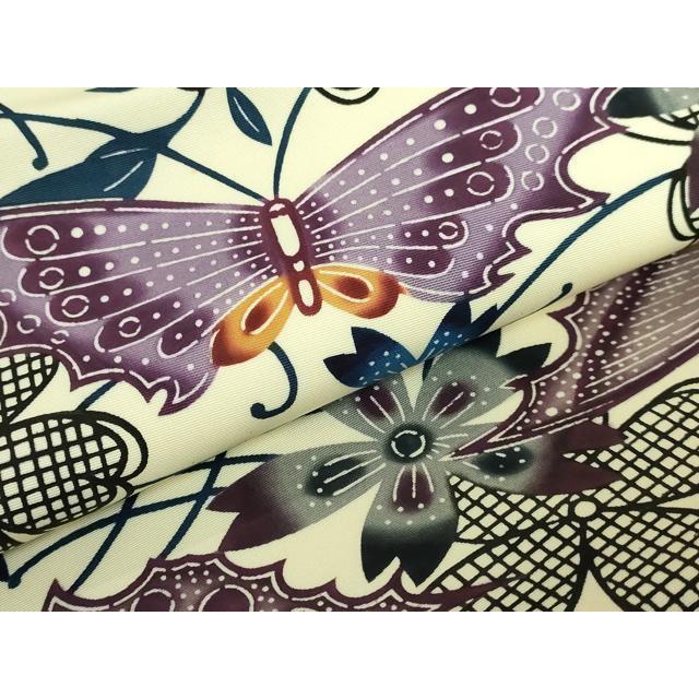 平和屋本店■最高級　城間栄順　本場琉球紅型　小紋　花鳥風景　絹鼠色地　参考資料付き　逸品　DZAA6671kh5 平和屋本店□最高級 城間栄順 本場琉球紅型 小紋 花鳥風景 絹鼠色地