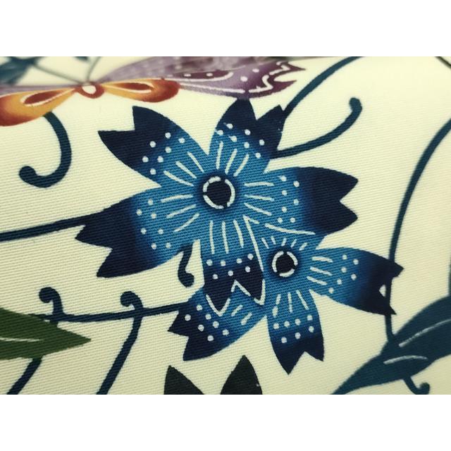 平和屋本店■最高級　城間栄順　本場琉球紅型　九寸名古屋帯　草花丸文　鬼しぼ縮緬　逸品　未使用　CZAA2339s5 平和屋本店□最高級 城間栄順 本場琉球紅型 九寸名古屋帯 草花丸文 鬼