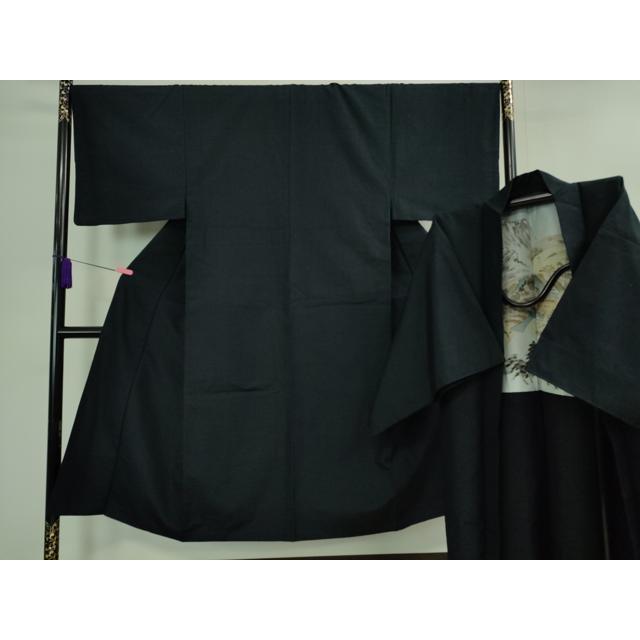 平和屋着物■極上　男性　紬　アンサンブル　長羽織　色無地　藍鉄色　逸品　DZAB0406kh5 平和屋着物□極上 男性 紬 アンサンブル 長羽織 色無地 藍鉄色 逸品