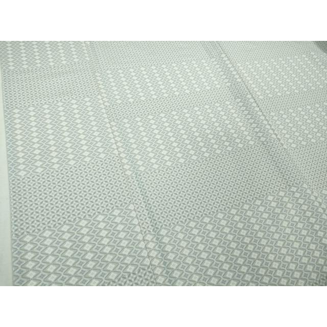 平和屋着物▽極上　小紋　単衣　市松花文　竹縞　逸品　未使用　DZAB4669kh6 平和屋着物□極上 森英恵・HANAE MORI 小紋 単衣 菱横段文 やまと誂製