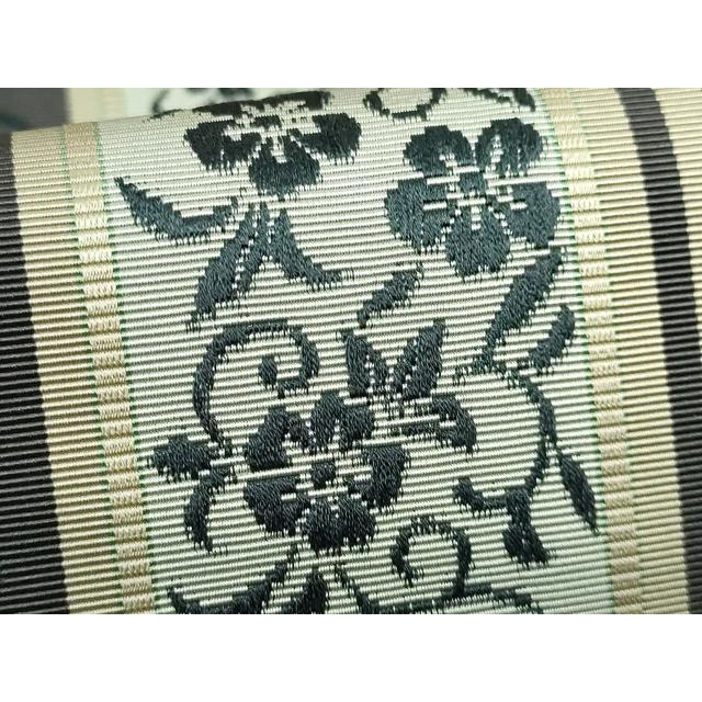 平和屋着物□極上 本場筑前博多織 八寸名古屋帯 花唐草間道 逸品