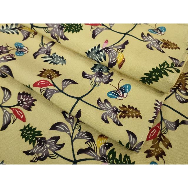 平和屋本店■極上　本場琉球紅型　小紋　舞蝶枝葉文　蒸栗色地　逸品　未使用　DZAB0755kh5 平和屋本店□極上 本場琉球紅型 小紋 舞蝶枝葉文 蒸栗色地 逸品 未使用