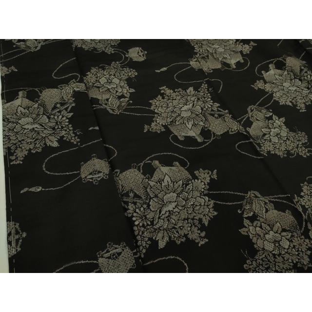 平和屋着物●本場大島紬　流水花文　黒地　正絹　逸品　未使用　AABH4656fy 平和屋着物○本場大島紬 流水花文 黒地 正絹 逸品 未使用 AABH4656fy