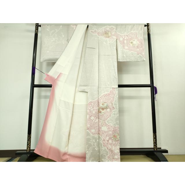 平和屋本店□極上 創業460年・千總 訪問着 刺繍 絞り 草花文 金彩 