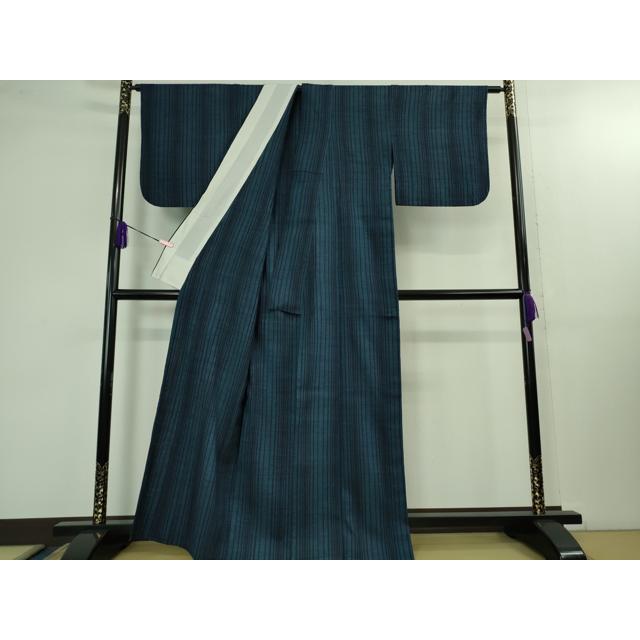 平和屋本店□極上 浦野理一 経節紬 単衣 間道 逸品 DZAB1383kh5