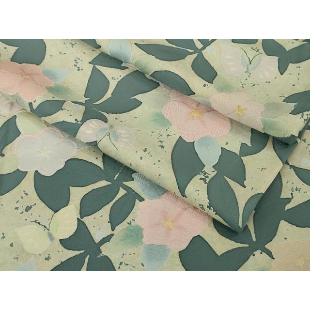 平和屋着物■極上　小紋　単衣　地紋起こし　舞蝶草花文　逸品　DZAB1402kh5 平和屋着物□極上 小紋 単衣 地紋起こし 舞蝶草花文 逸品 DZAB1402kh5