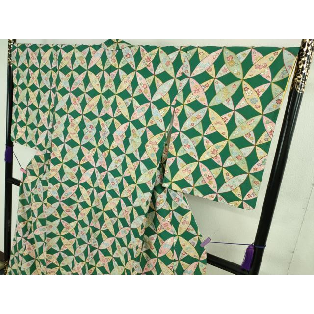 平和屋本店□極上 京都老舗銘店・に志田 小紋 七宝花文 金彩 鬼しぼ